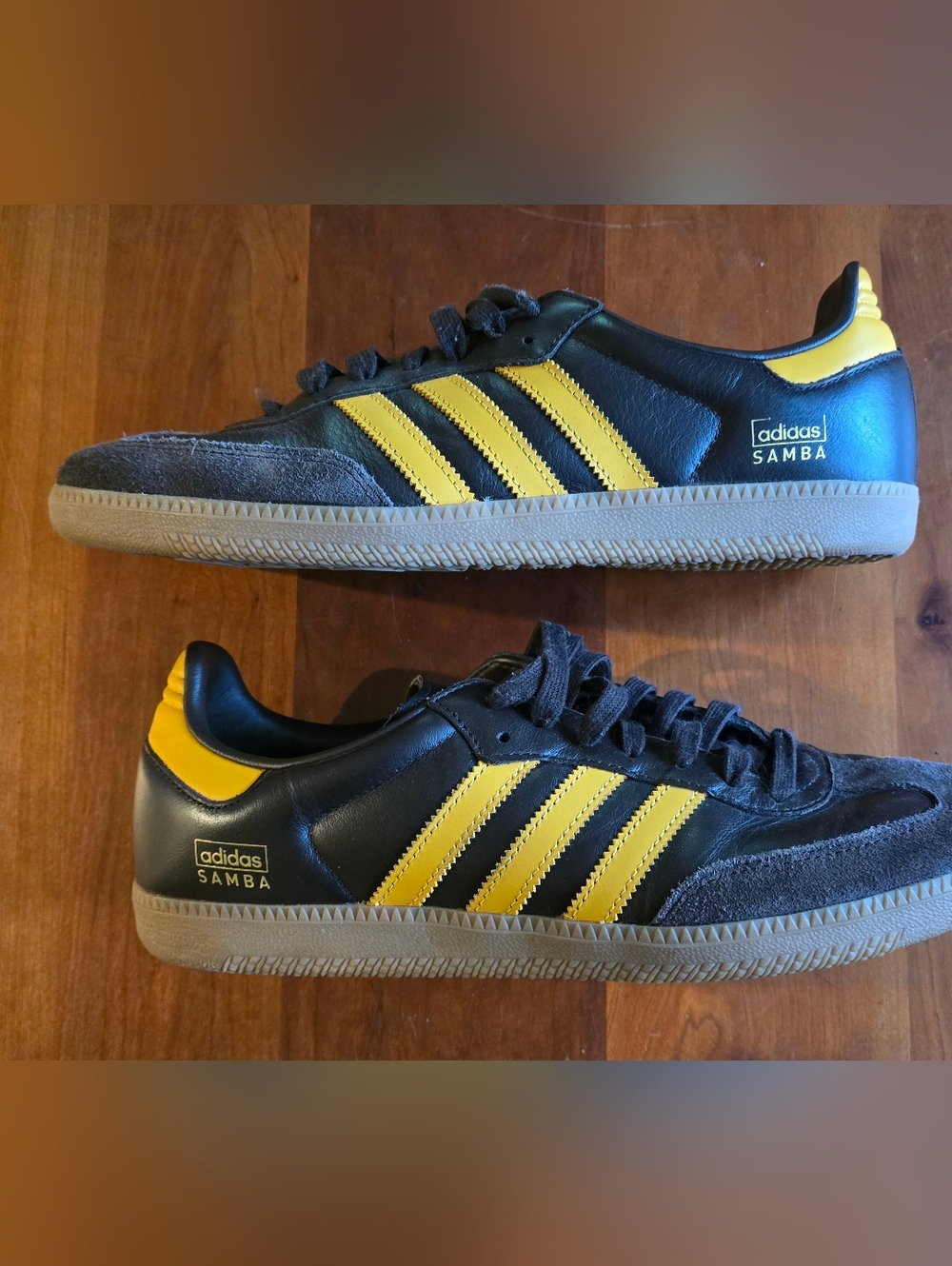 Adidas, Samba Men's 11.5, Brown & Yellow Low-Top Sneakers